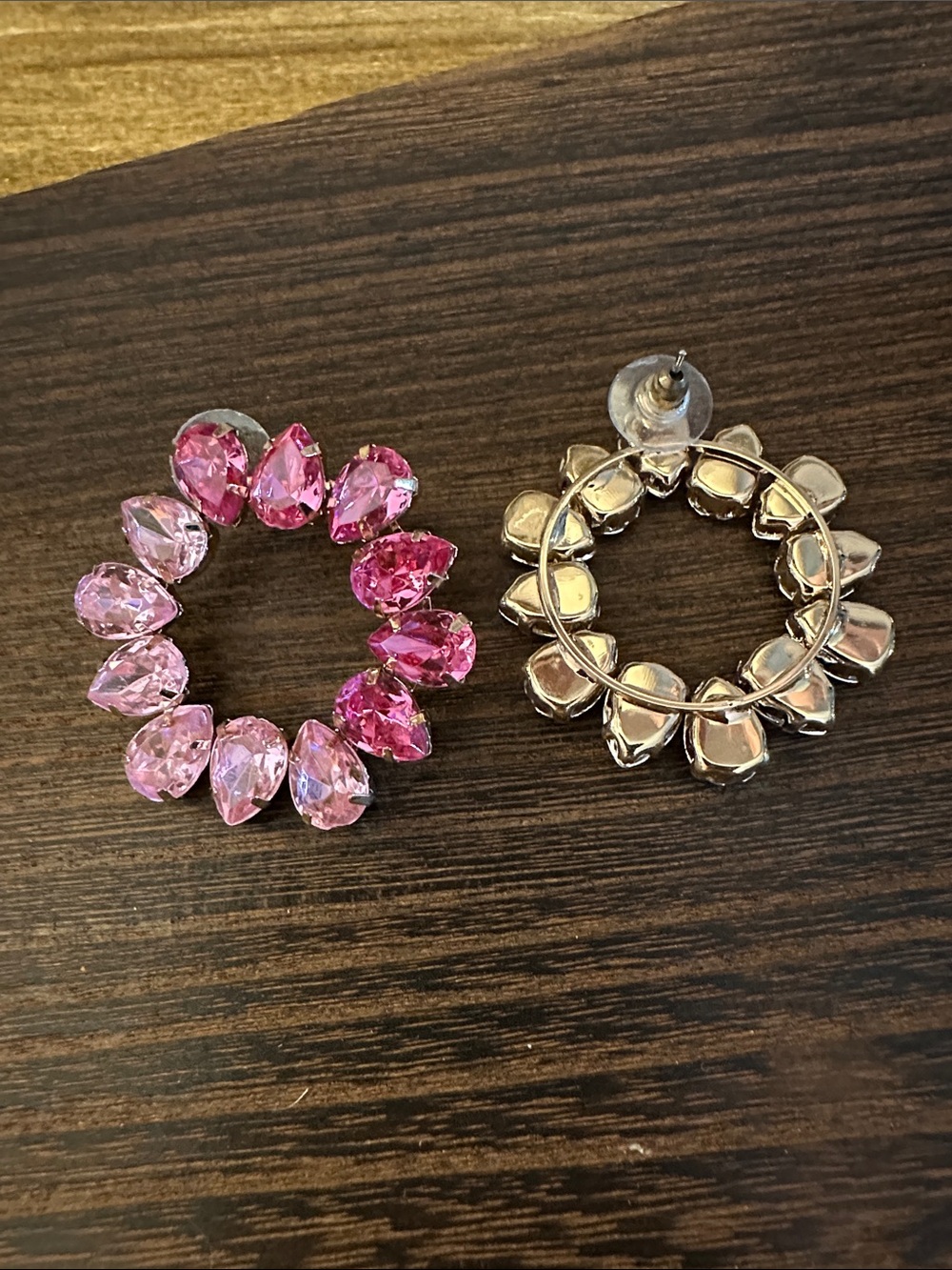 Pink Teardrop Hoop Earrings - Women's Fashion Jewelry
